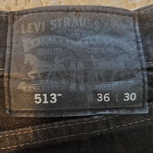 Levis 513 Jeans Mens 36x30 Black Slim Straight Stretch Denim 513-0186‎ Pants